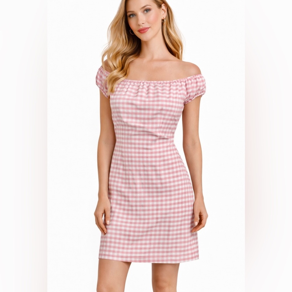 Vintage Hugo Buscati Silk 90’s Victoria Secret Gingham Pink & White Dress Size 6